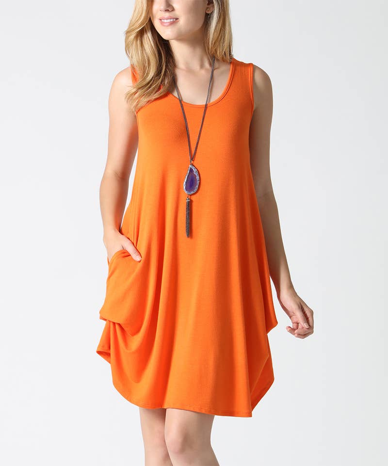 Side Pocket Dress As Shown: Orange-6679 / S