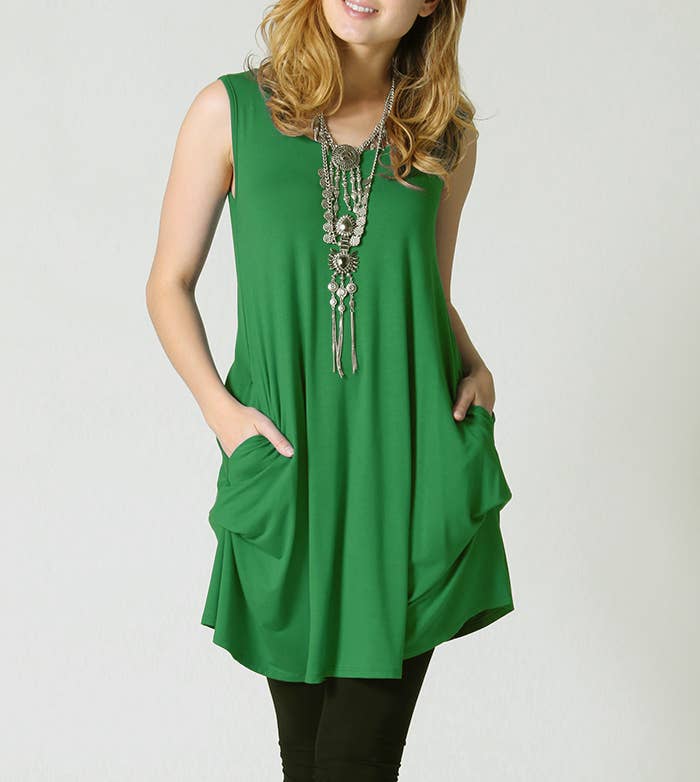 Side Pocket Dress As Shown: KellyGreen-6671 / L