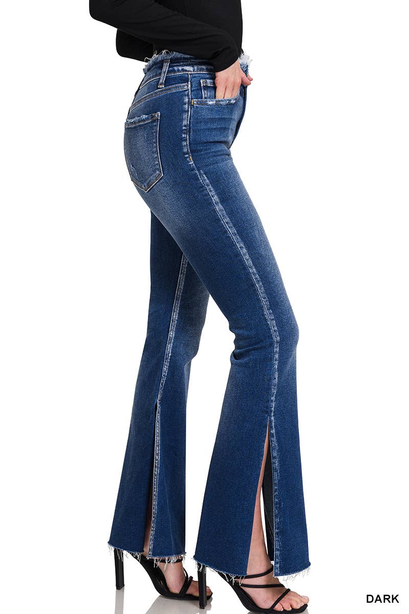 High-Rise Distressed Flare Denim Pants Jeans: Medium-172557 / SIZE 12/14