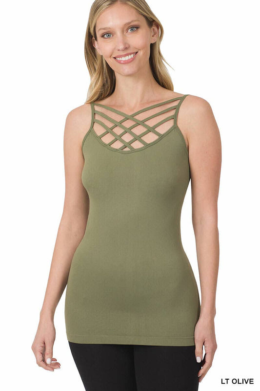Seamless Triple Criss Cross Front Cami: LTOLIVE-69263 / S/M