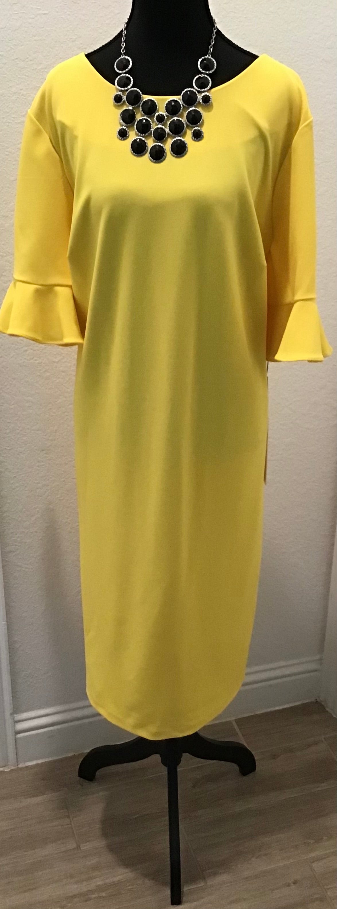 Calvin Klein Bell sleeve Dress-Yellow
