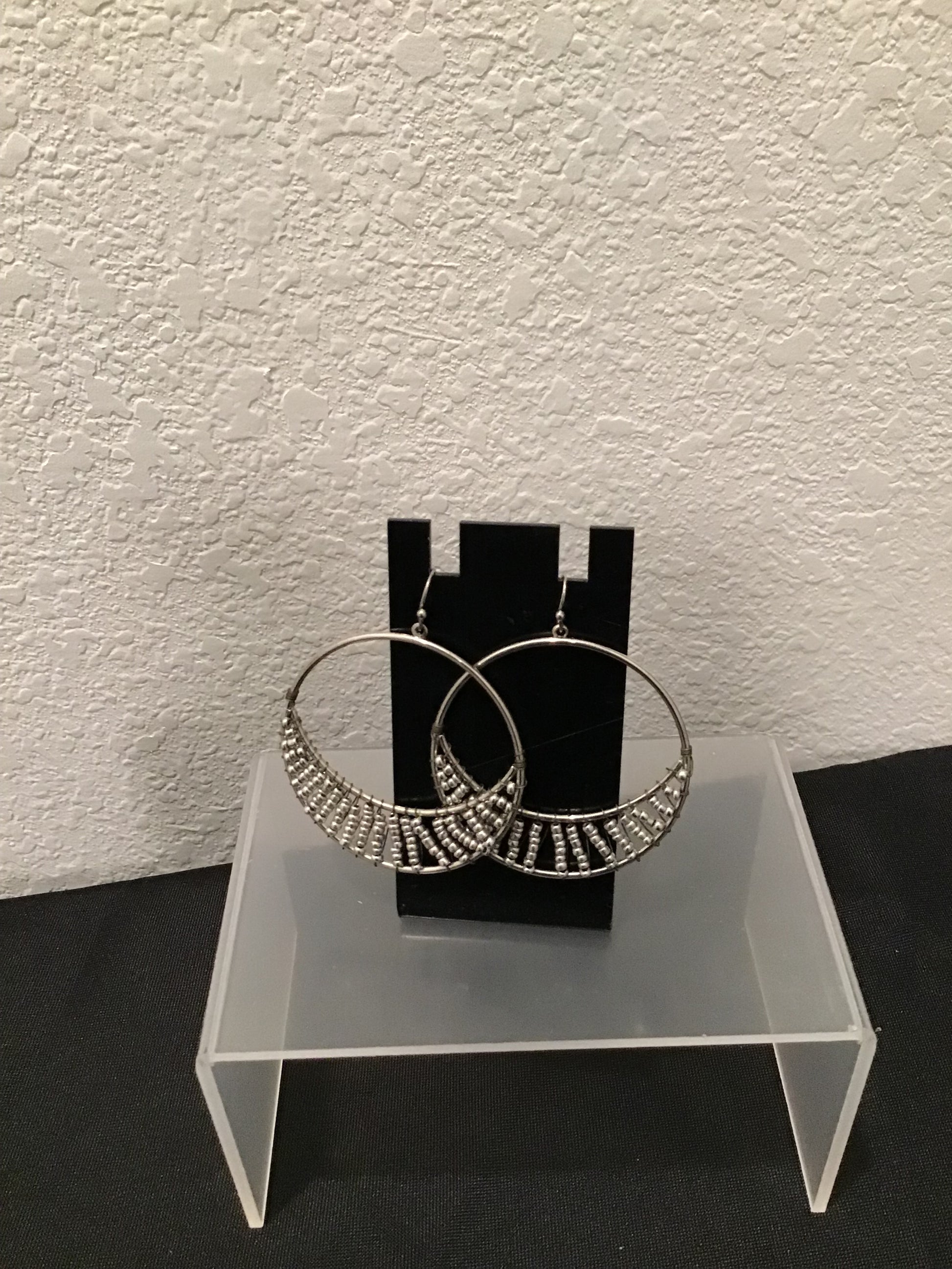 Silver round loop earrings