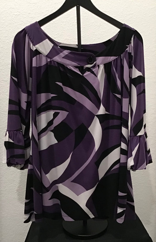 Purple/Blk abstract blouse/ 18/20