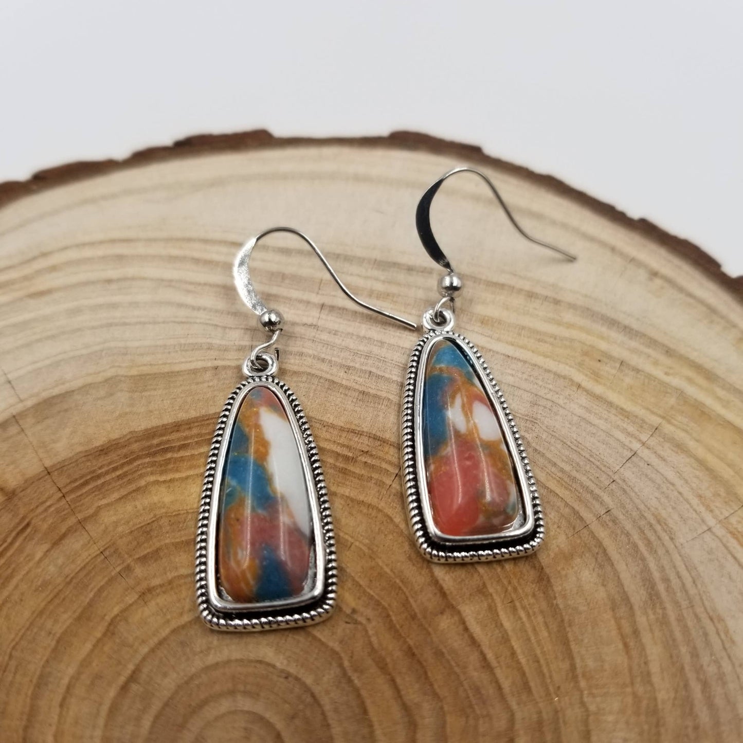 Antique Colorful Natural Turquoise Earrings