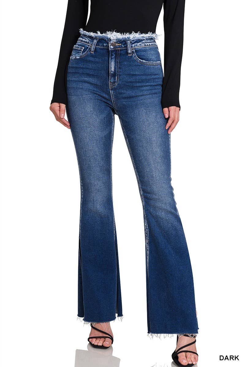 High-Rise Distressed Flare Denim Pants Jeans: Medium-172557 / SIZE 12/14
