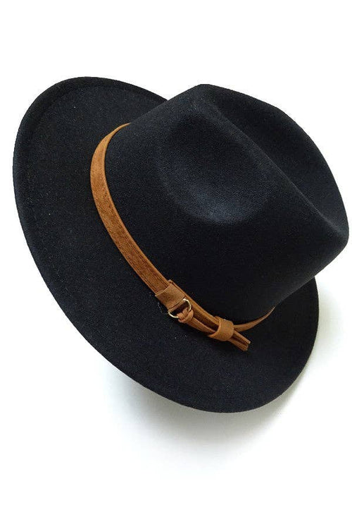 A VINTAGE CLASSIC FEDORA HAT BROWN TIE TRIM | 40HW304: BLACK
