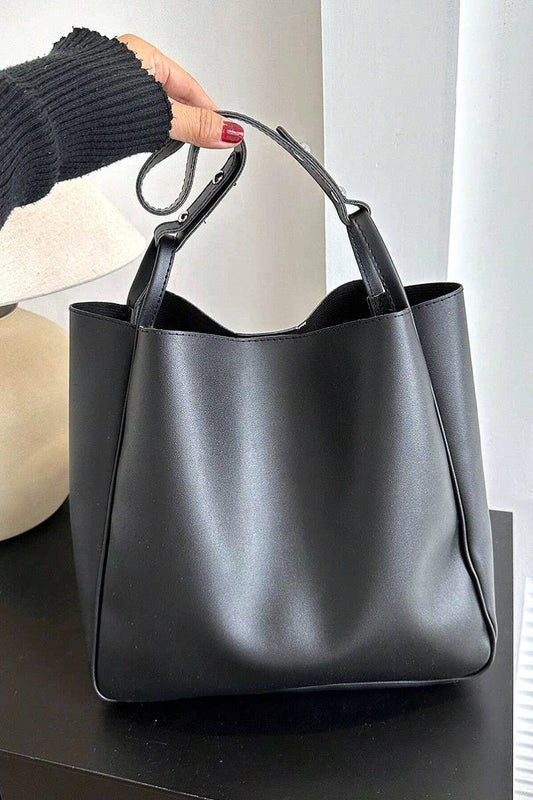 *** New Arrival***Trendy Vegan Leather Shoulder Bag: BLACK-170241 / OS