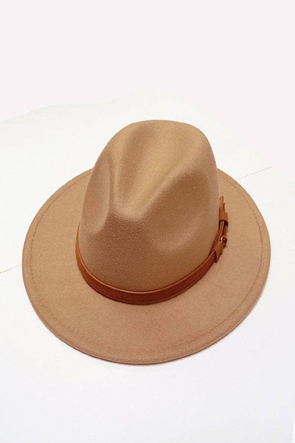 A VINTAGE CLASSIC FEDORA HAT BROWN TIE TRIM | 40HW304: CAMEL