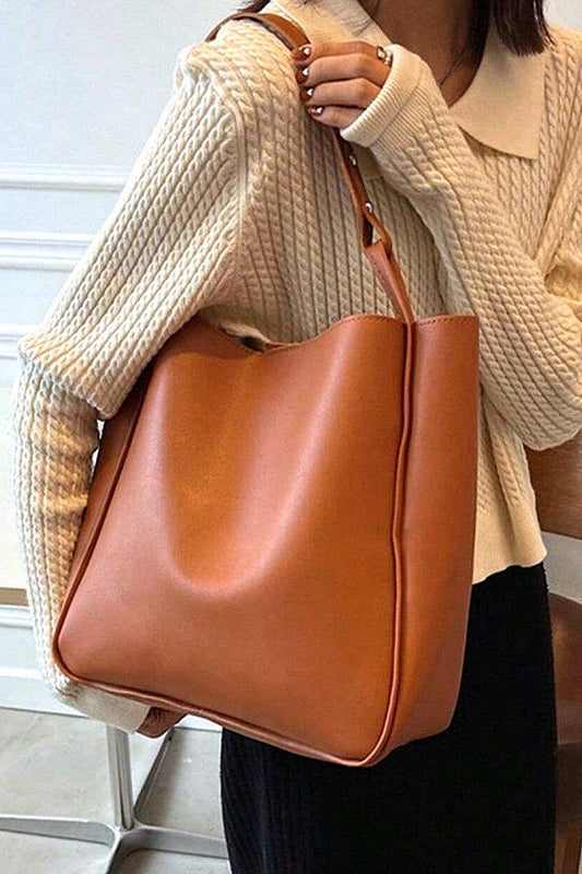 ***New Arrival***Trendy Vegan Leather Shoulder Bag: CAMEL-170243 / OS