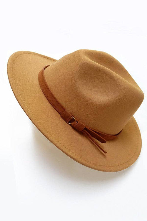 A VINTAGE CLASSIC FEDORA HAT BROWN TIE TRIM | 40HW304: CAMEL