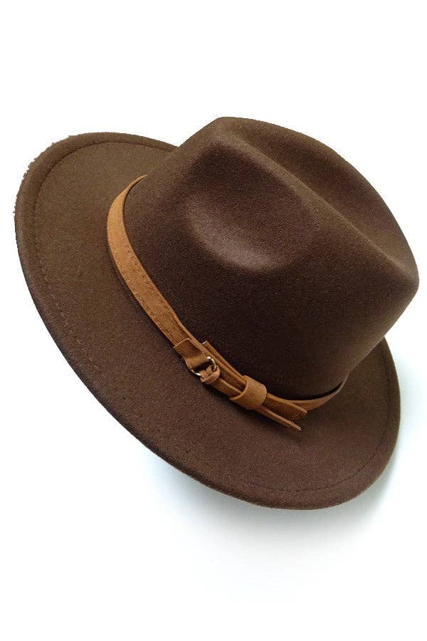 A VINTAGE CLASSIC FEDORA HAT BROWN TIE TRIM | 40HW304: CAMEL
