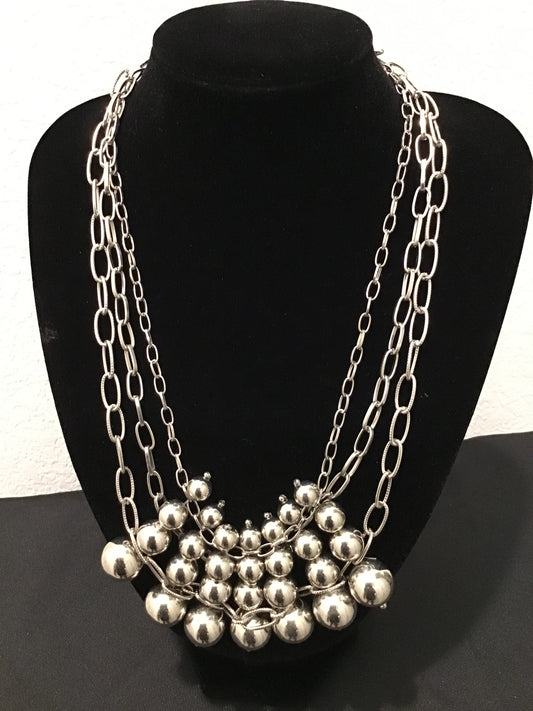 Silver ball layered necklace