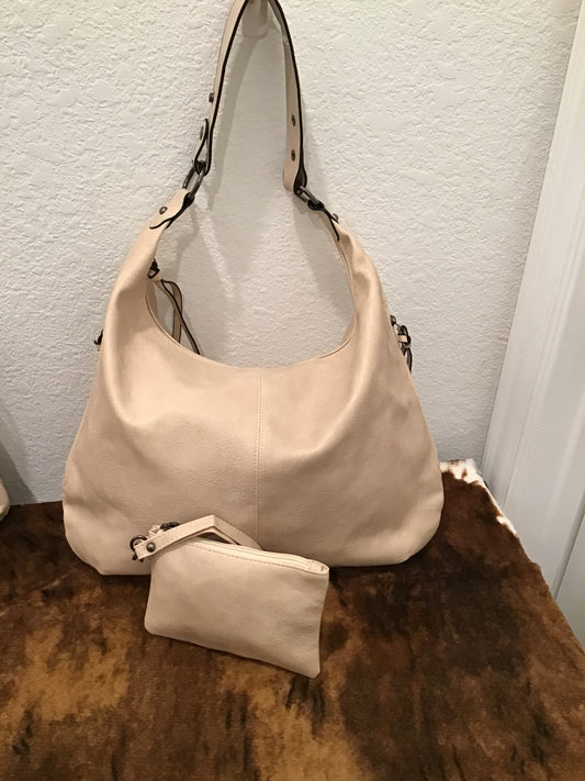 3 Piece Cream Hobo Purse