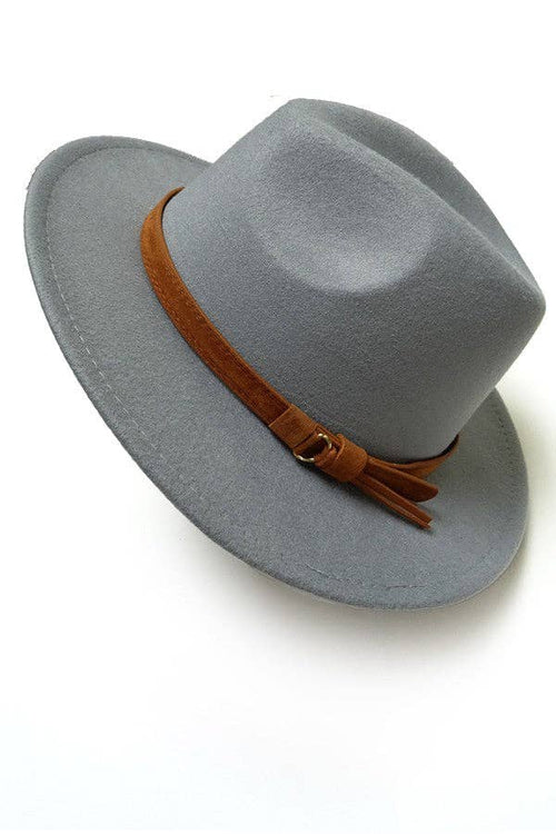 A VINTAGE CLASSIC FEDORA HAT BROWN TIE TRIM | 40HW304: ASH GREY