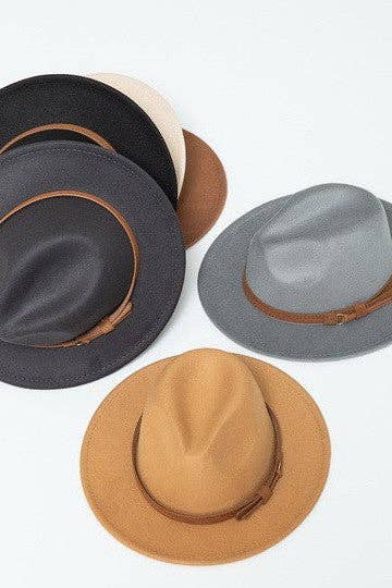 A VINTAGE CLASSIC FEDORA HAT BROWN TIE TRIM | 40HW304: CAMEL